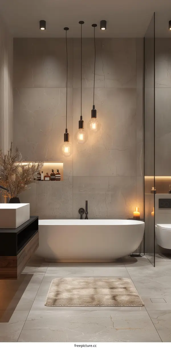 Modern Luxury Bathroom Design with Pendant Lights