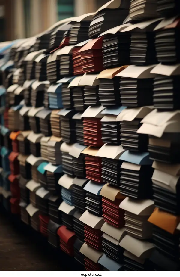 A stack of colorful paper