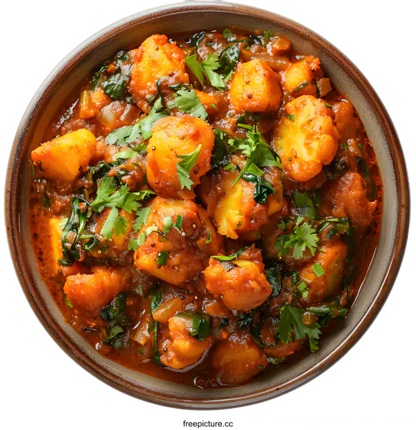 [Transparent Background PNG]Aloo Gobi Curry with Potatoes and Cauliflower