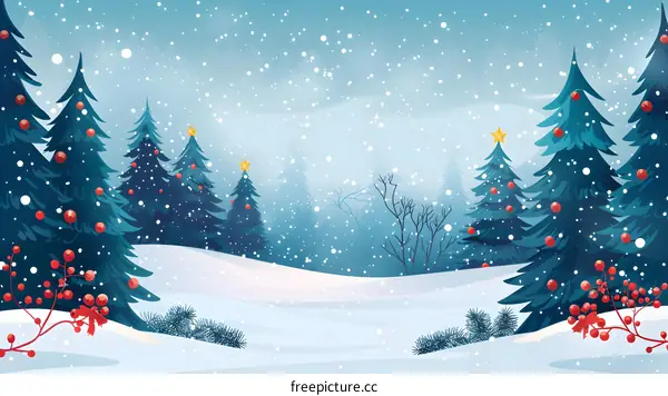 Christmas Snow Scene Illustration