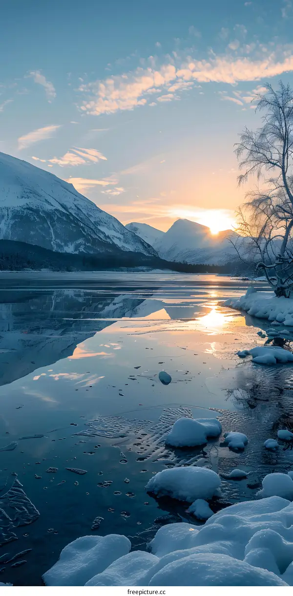 Winter Wonderland Sunset Lake