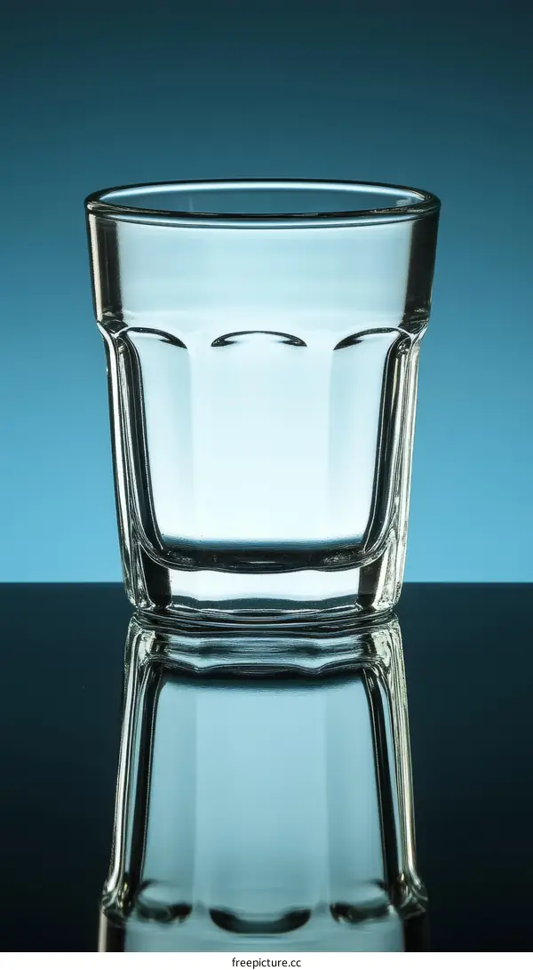 Empty Glass on a Blue Background