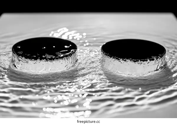 Abstract Liquid Metal Discs on Rippled Surface