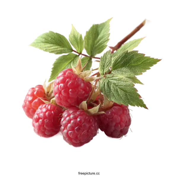 [Transparent Background PNG]Fresh Raspberries on a Branch