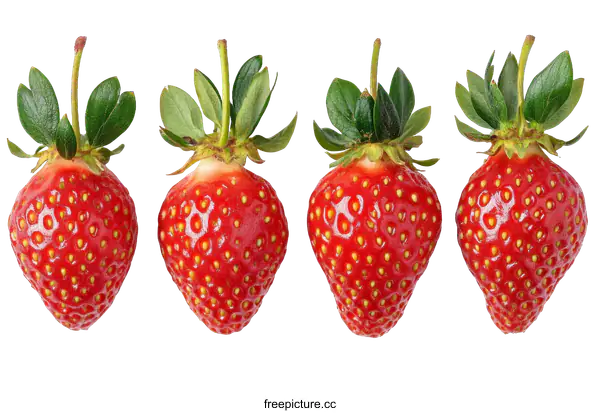[Transparent Background PNG]Fresh Red Strawberries in Row