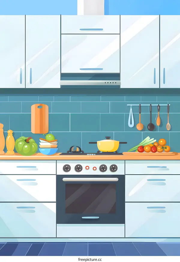 Modern Kitchen Interior Design with White Cabinets and Stove