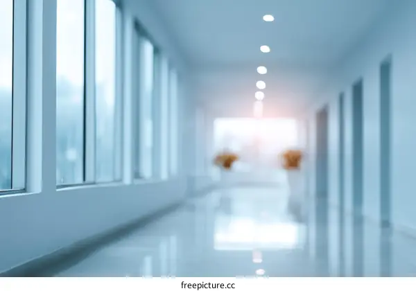 Modern Empty Office Corridor with Large Windows