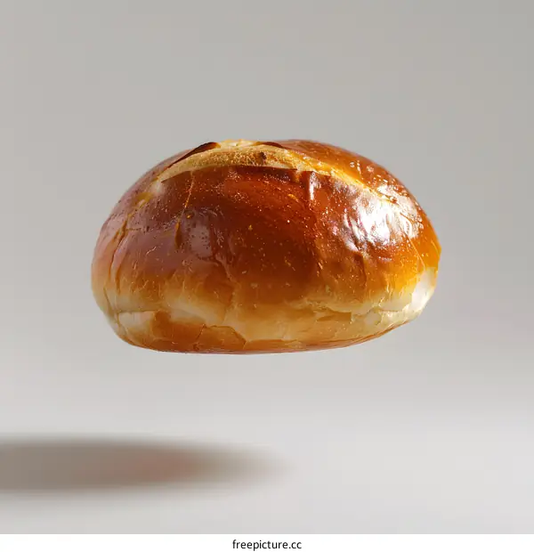 Freshly Baked Bread Roll Isolated On White Background