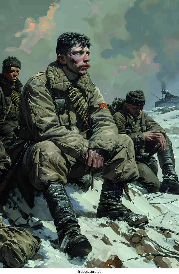 Soviet Soldiers Resting During Winter Warfare