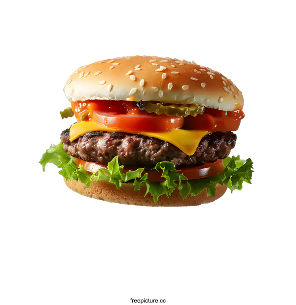 [Transparent Background PNG]Delicious cheeseburger on plain background