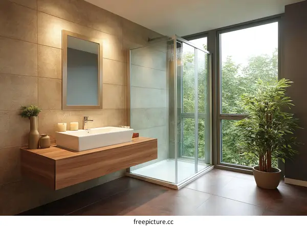 Modern Bathroom with Natural Light and a View