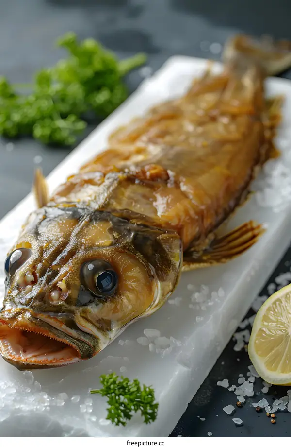 Grilled Fish on a White Plate