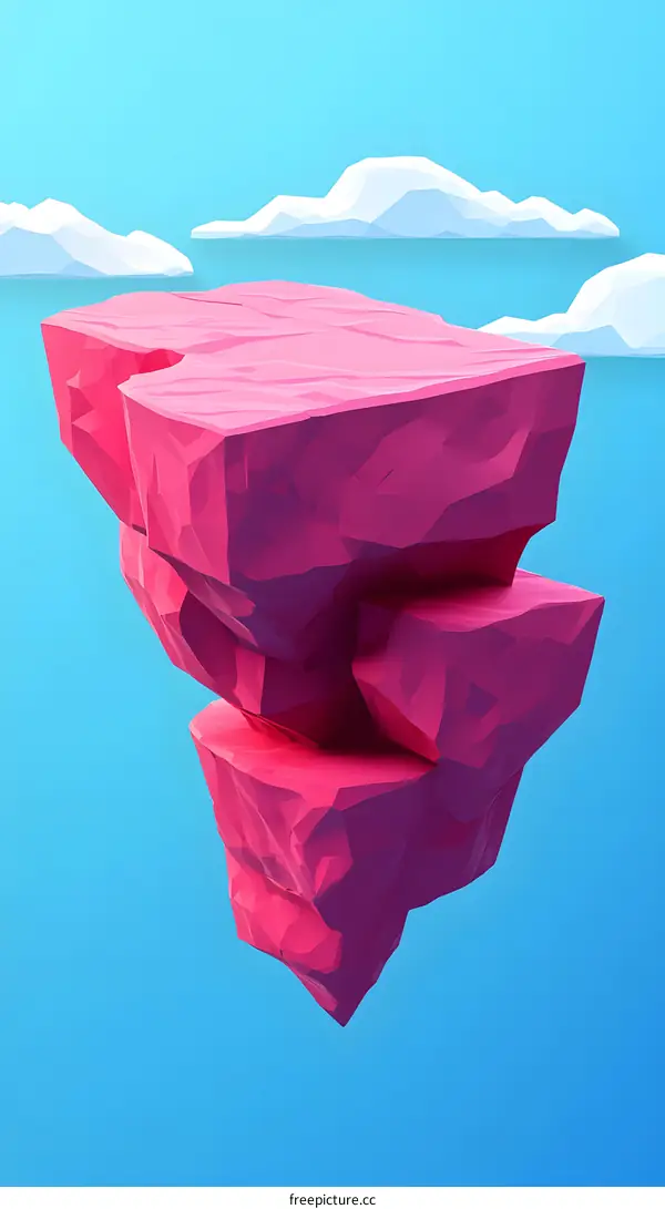 Floating Pink Rock Geometric Shapes Abstract Background
