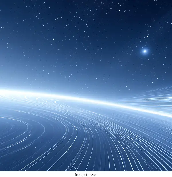 Abstract Space Landscape with Starry Night