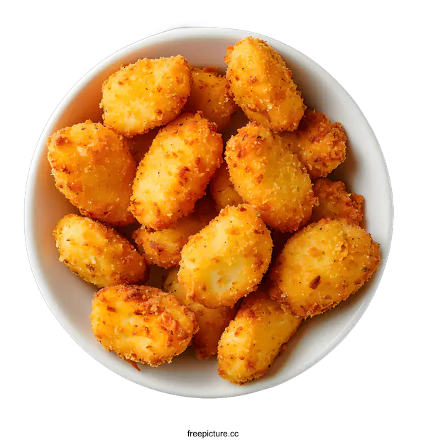 [Transparent Background PNG]Fried cheese curds in a white bowl