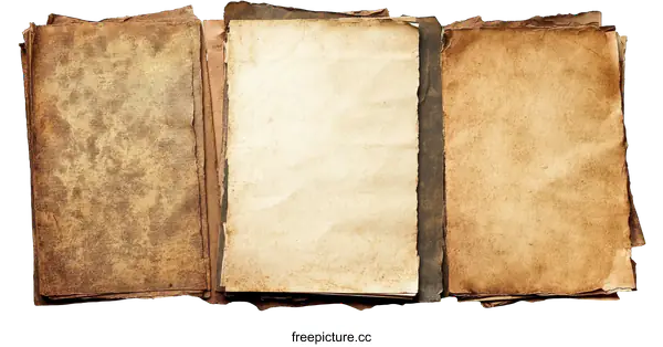[Transparent Background PNG]Vintage Aged Paper Pages Collection