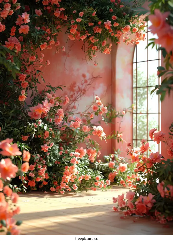 Pink Flower Garden Indoor Window