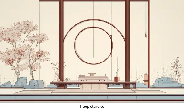Elegant Chinese Interior Design Illustration