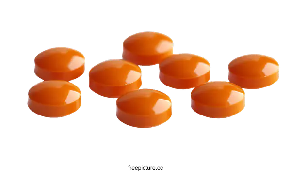 [Transparent Background PNG]Orange Medicine Pills Close-up