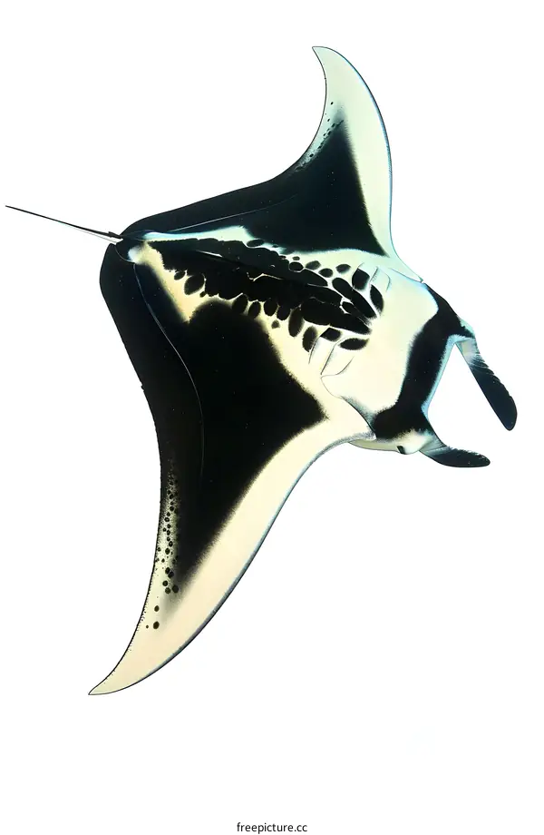 Black and White Manta Ray on White Background