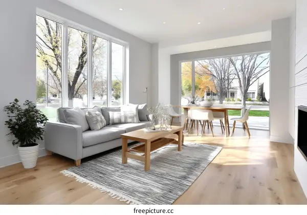 Modern Light-Filled Living Room with Large Windows