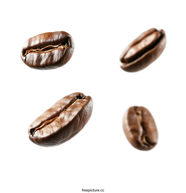 [Transparent Background PNG]Roasted Coffee Beans Falling on transparent background