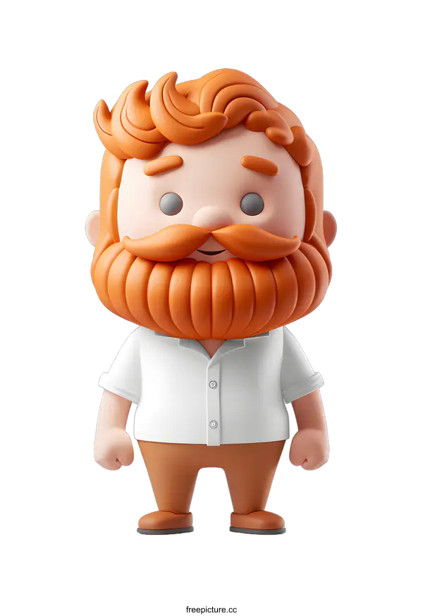 [Transparent Background PNG]Cartoon Illustration of a Smiling Redhead Man with a Beard