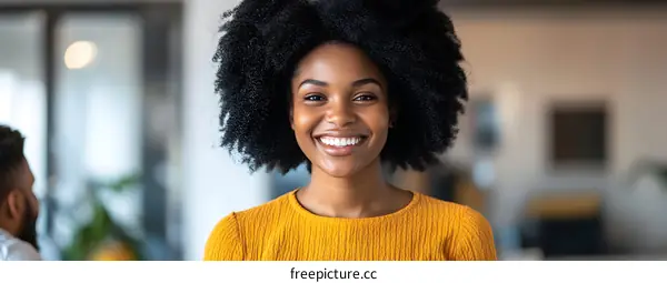 Smiling Black Woman Portrait in Office Setting