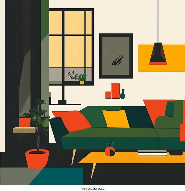 Modern Living Room Interior Design Illustration