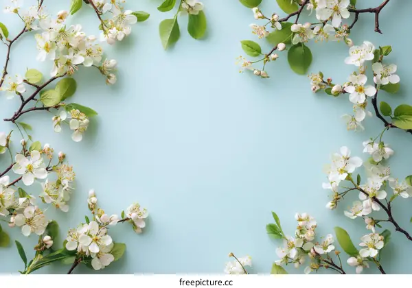 Spring Blossom Floral Arrangement on Pastel Background