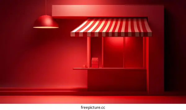 Red Street Food Kiosk Illustration