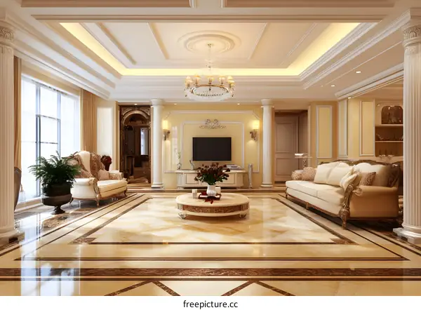 Luxury Living Room Interior Design With Gold Accents