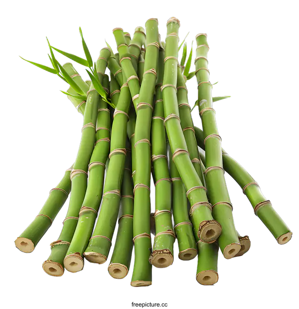 [Transparent Background PNG]Fresh green bamboo stalks