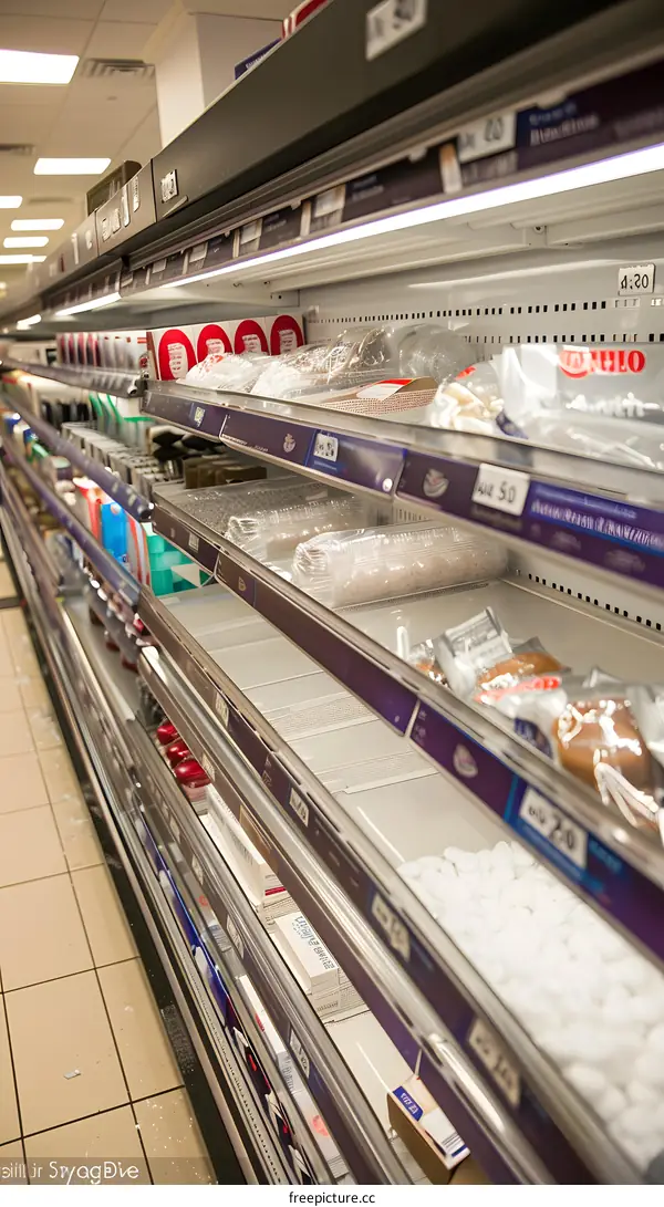 Empty Shelves in a Retail Store