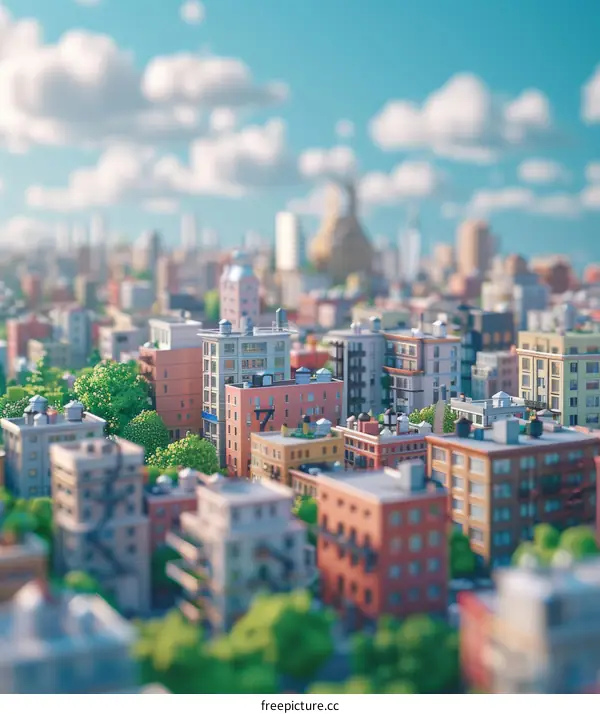 Pixelated Cityscape Illustration