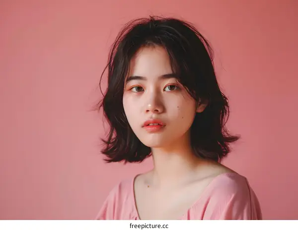 Portrait of an Asian Woman with Short Hair