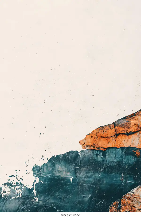 White and Orange Wall with Blue and Orange Rock Textures