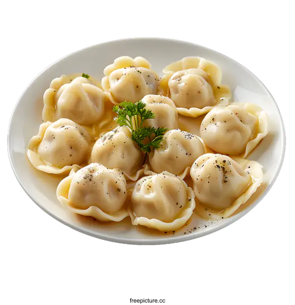 [Transparent Background PNG]dumplings in a plate
