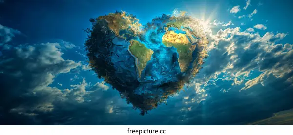 Our Planet Earth, Heart Shape, Blue and Green