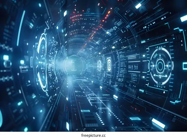 Blue technology tunnel