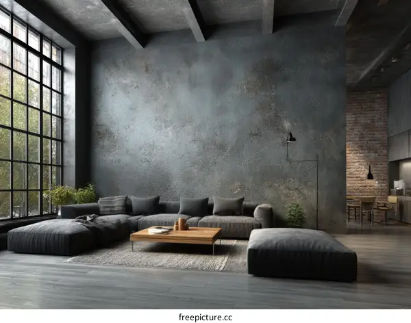 Modern Industrial Loft Living Room Design