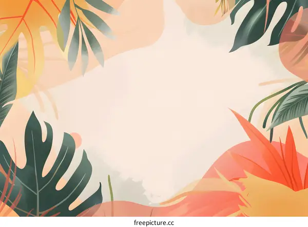 Tropical Leaf Border Background Illustration