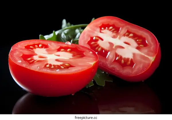 Two halves of a tomato