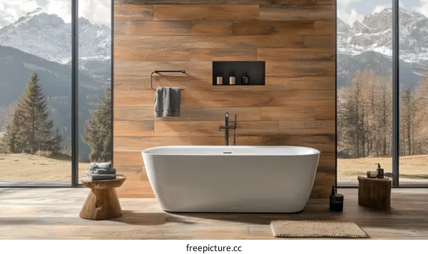 Modern Bathroom with Mountain View