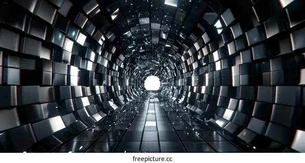 Abstract 3D rendering of a futuristic sci-fi tunnel