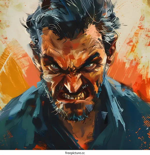 portrait of a man with a beard and a scowl on his face