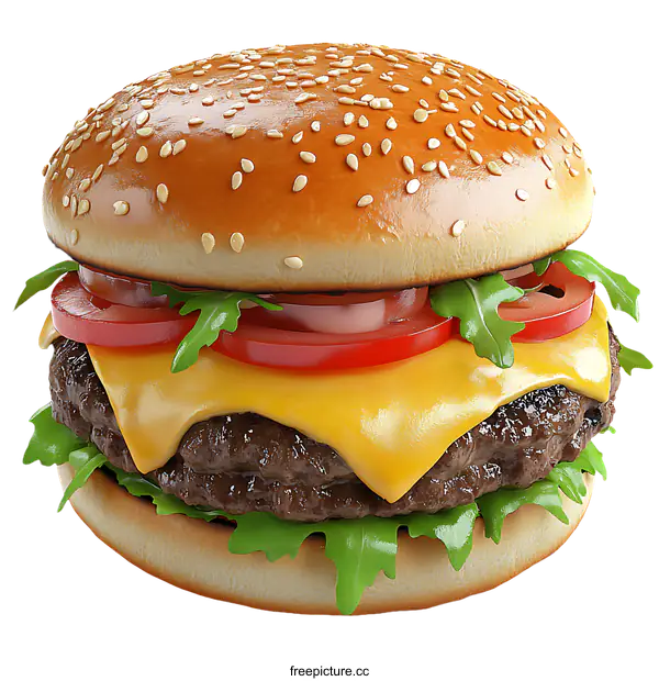 [Transparent Background PNG]Delicious Cheeseburger Illustration