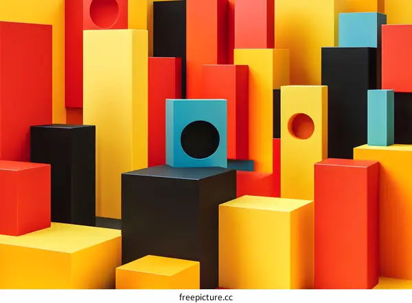 Abstract Colorful 3D Geometric Shapes Background