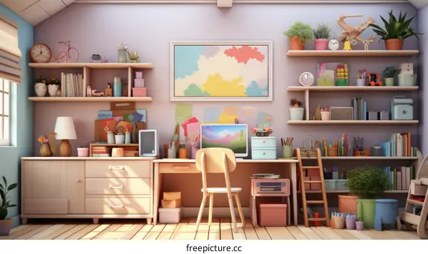 Organized & Colorful Home Office Workspace