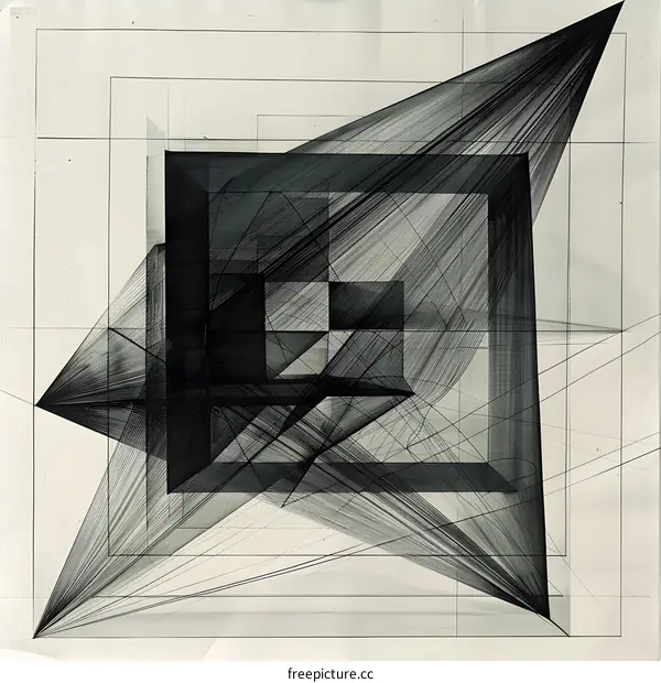 Abstract Geometric Art with Black Lines on White Background